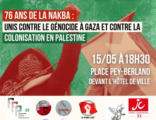 15 mai rassemblement contre le génocide à Gaza lors des 76 ans de la Nakba