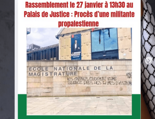 27 janvier 13h30 rassemblement en soutien de la militante propalestienne !