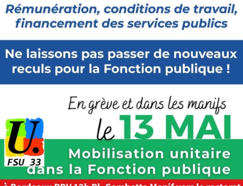 Le 13 mai, mobilisons-nous pour notre rémunération, nos conditions de travail et le financement des services publics !