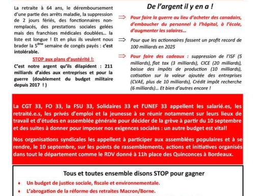 Tract Intersyndical 10 Septembre