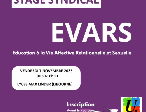 Vendredi 7 Novembre 2025 Stage EVARS – Lycée Max Linder (Libourne) « Pourquoi et comment enseigner l’Éducation à la Vie Affective Relationnelle et Sexuelle ? »