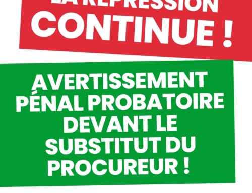 Répression contre un représentant syndical suite ! Rassemblement intersyndical Vendredi 12 décembre 9h00 Place Ravezies