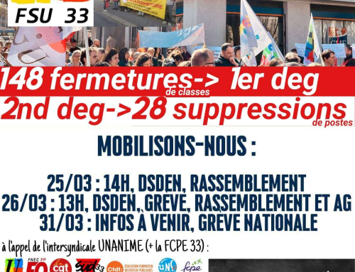 Education : Après le 10 mars  amplifions la mobilisation ! Semaine de mobilisation du 30 mars au 3 avril