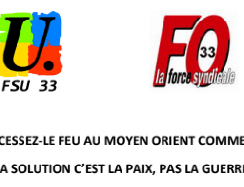 Pour un cessez-le feu au moyen Orient comme ailleurs ! RdV Bordeaux le 28 mars 2026 à 13h30 Place de la Bourse