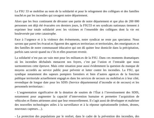 Urgence incendie en Gironde | Solidarité militante hébergement